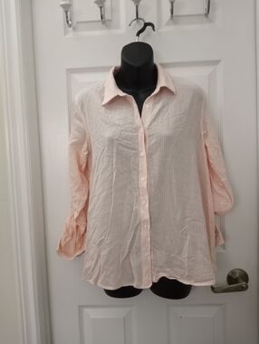 PINK ROSE button Down Top